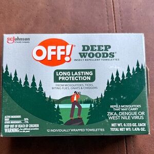 Deep Woods Insect Repellent Towelettes - Green 24 Wipes
